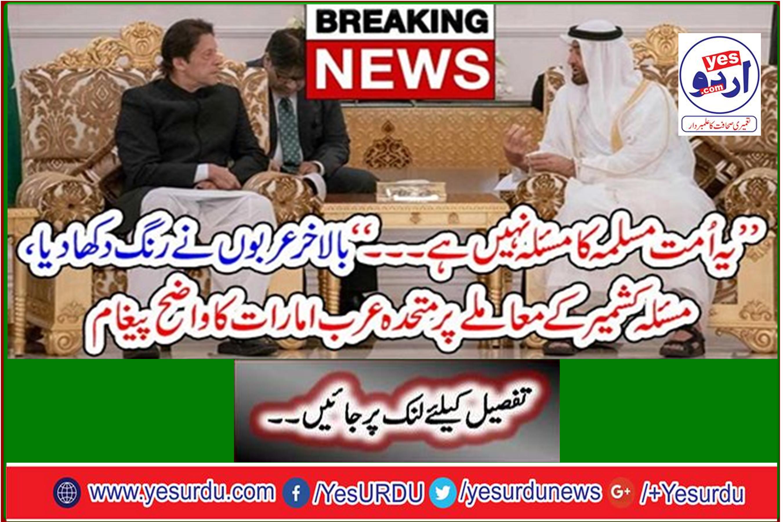 Finally Arabs show color, UAE's clear message on Kashmir issue