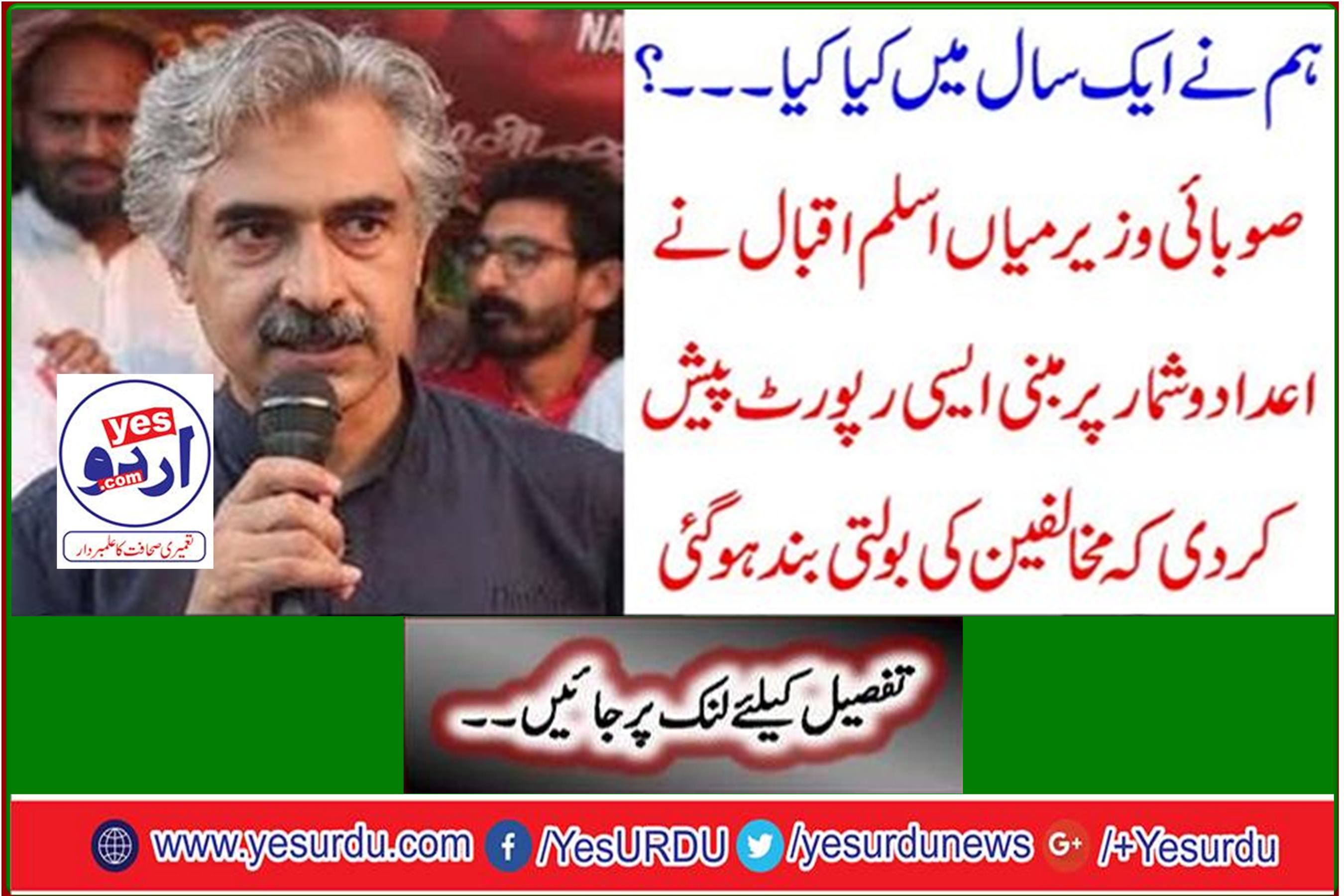 Provincial Minister Mian Aslam Iqbal submitted a statistical report that the opposition's speech was stopped