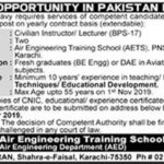 Pakistan Navy Jobs 2019 for Civilian Instructors / Lecturers at Air Engineering Training School