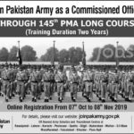 Join Pakistan Army As A Commissioned Officer Through 145th PMA Long Course 2020