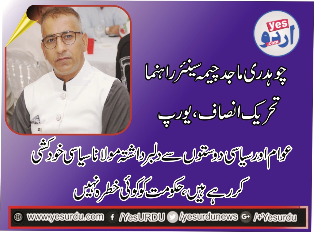 ch. majid cheema, senior, leader, PTI, Europe, says, sit in, of, Molana Fazal, will, be, his, political, suicide, 