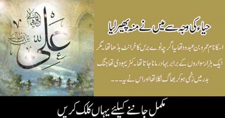 when, in, a, War, Hazrat Ali, A.S. turned, their, face, from, their, enemy, on, asking, they, reply, i, feel, haya, so, i, turned, my, face
