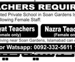 WELL, REPUTED, SCHOOL, IN, SOAN, GARDENS, ISLAMABAD, REQUIRED, ISLAMIAT, TEACHERS, AND, NAZRA ,TEACHERS