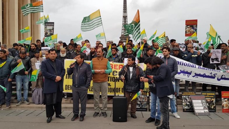 Black day, organized, at Eifel Tower, Paris, against, Indian, violence, in, Occupied, Kashmir