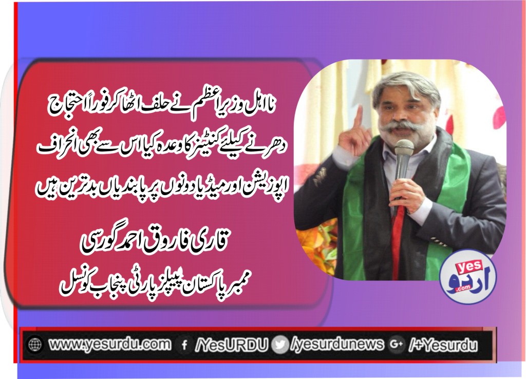 Qari Faroo Ahmed Farooqi, Member, Executive, PPP, Punjab, Council, says, Govt, denied, every, promise