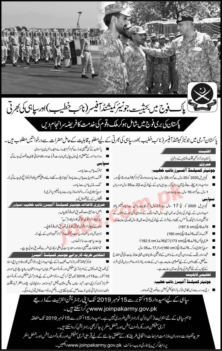 Join,Pakistan,Army,As,Junior,Commissioned,Officer,/,Naib,Khateeb,,Sipahi,,Clerk,,Cook