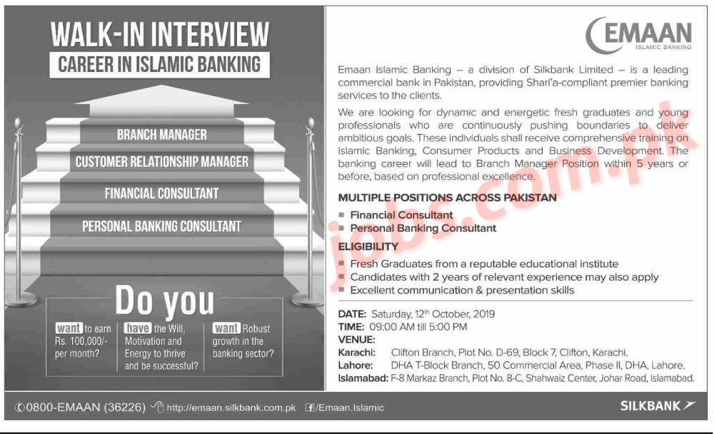 Silkbank Ltd Jobs 2019 For Customer Relationship Managers, Branch Managers And Other
