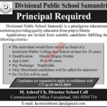 Principal,–,Administration Posted:,25,Nov,2019,08:40,PM,PST Job,Description Principal Divisional,Public,School,Samundri,is,a,prestigious,educational,institution,providing,quality,education,from,prep,to,Matric Applications,are,invited,from,suitable,candidates,fulfilling,the,following,criteria: The,individual,would,have,served,as,Head,of,a,prominent,Public,College,and,School,at,least,for,10,years