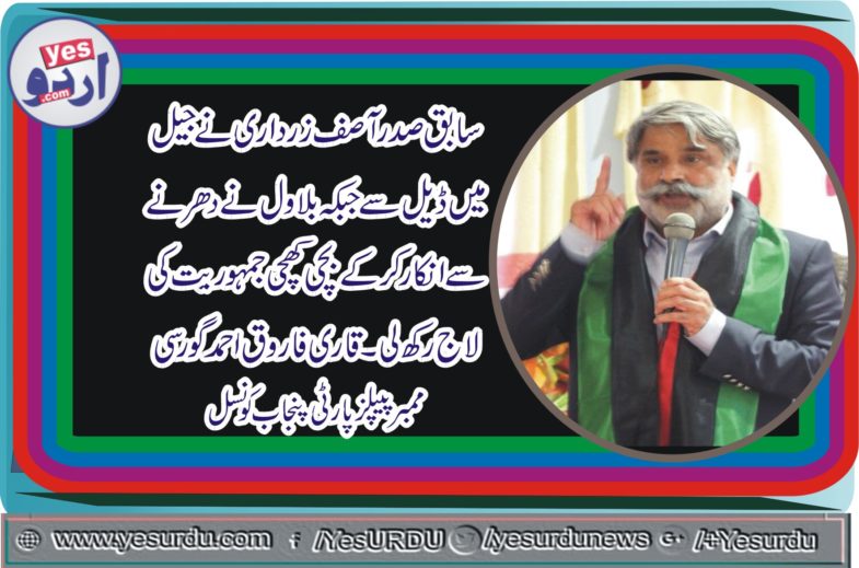 ch. Farooq Ahmed Gorsi, Member, PPP, Punjab, Council, backs, asif zardari, decisions, for, not, taking, deal