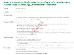 Research,Associate,(Nephrology,,Dermatology,,Infectious,Diseases,,Pulmonology,&,Cardiology),,Department,of,Medicine,–,Aga,Khan,University