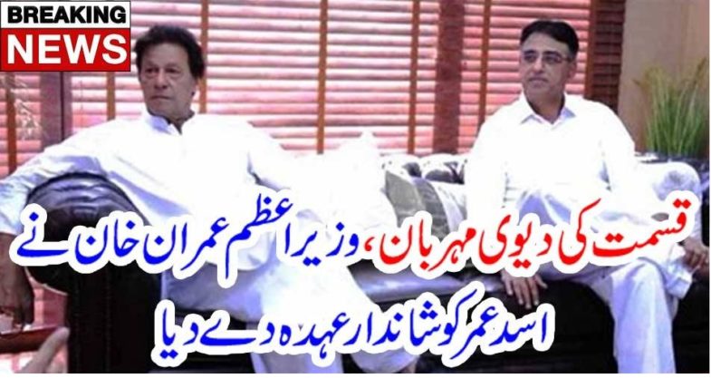 Luck, is, in, favor, with, Asad Umar, Imran Khan, awarded,him,with, new, designation, in, cabinet