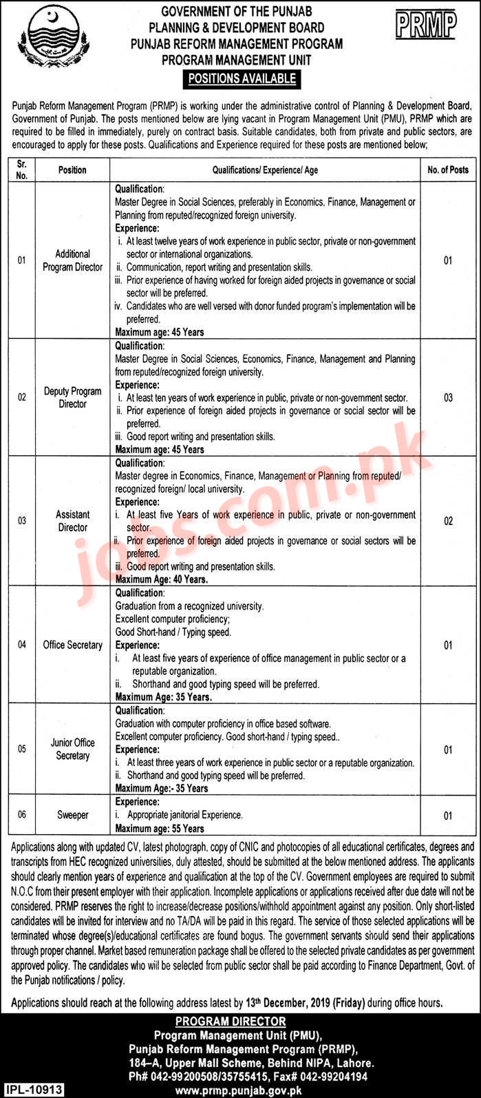 Planning & Development Board Punjab Jobs 2019 for 9+ Assistant Directors, Deputy Directors, Office Staff & Other