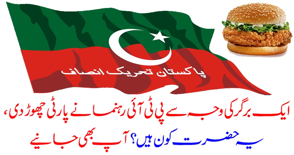 ایک برگر کی وجہ سے پی ٹی آئی رہنمانے پارٹی چھوڑدی، یہ حضرت کون ہیں ؟ آپ بھی جانیے