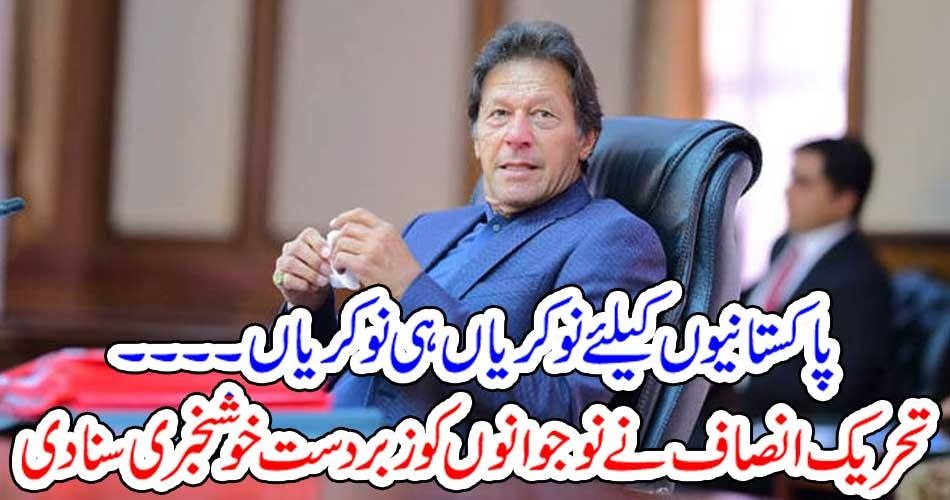 پاکستانیوں کیلئے نوکریاں ہی نوکریاں۔۔۔۔تحریک انصاف نے نوجوانوں کو زبردست خوشخبری سنا دی