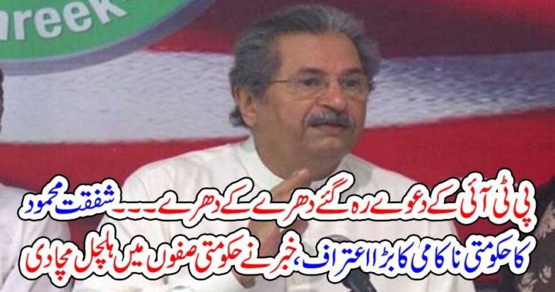 PTI, LEADER, SHAFQAT MEHMOOD, ADMITTED, LOSS, IN, MANAGING, GOVERNMENT