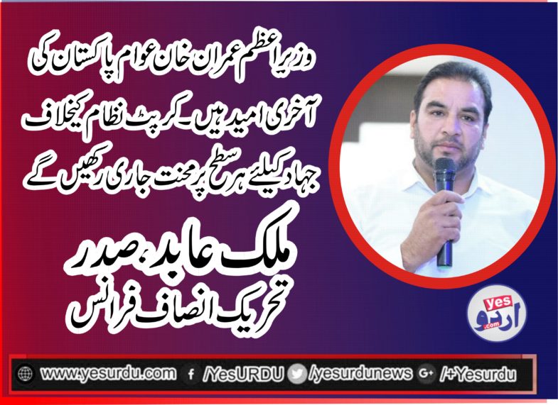 ABID MALIK, PRESIDENT, PTI, FRANCE, SAYS, PM, IMRAN KHAN, IS, THE, ONLY, OPTION, FOR, PAKISTANI, PEOPLE