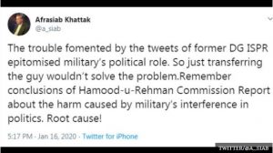 MAJ GEN, ASIF GHAFOOR'S, REMOVAL, IS, GOOD, SIGN, SAYS, TALAT HUSSAIN, AND, AFRASIAB KHATTAK