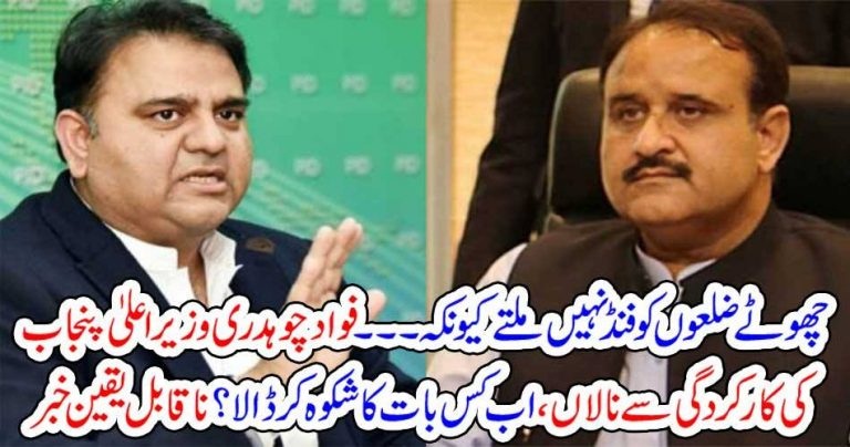 FAWAD CHAUDHRY, COMPLAINED, AGAINST, UNAVAILABILITY, OF, FUNDS, FROM, CHIEF MINISTER, PUNJAB, USMAN BUZDAR