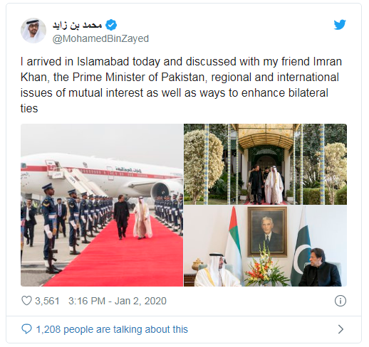 PRINCE, OF, DUBAI, MUHAMMD BIN ZIAD AL NAHYAN, SAYS, HE, MEETS, HIS, FRIEND, IMRAN KHAN, IN, ISLAMABAD
