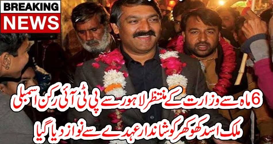 ASAD KHOKHAR, FROM, LAHORE, PTI, MPA, GOT, NEW, DESIGNATION, IN, PTI