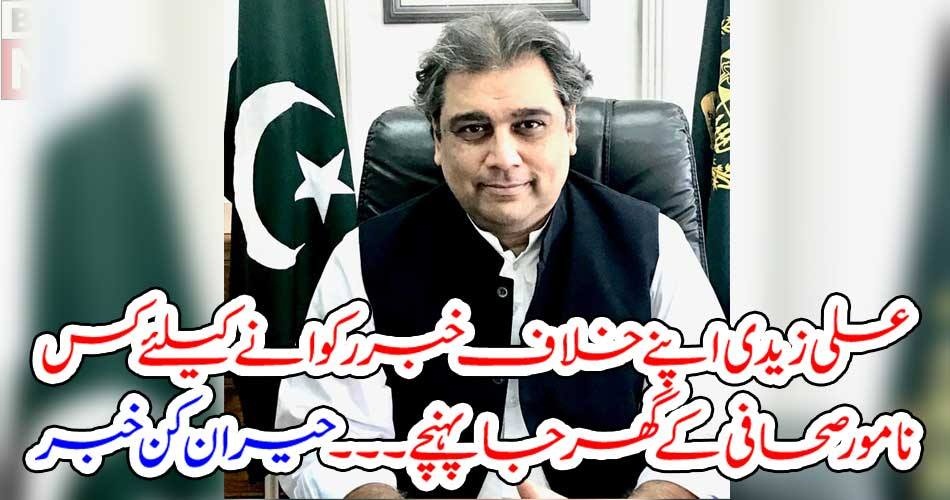 ALI ZAIDI, REACHED, TO, THE, HOUSE, OF, JOURNALIST, TO, STOP, NEWS, ITEM, ABOUT, HIS, MINISTRY, AND, HIM