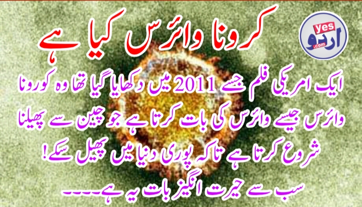 ایک امریکی فلم جسے 2011 میں دکھایا گیا تھا وہ کورونیو وائرس جیسے وائرس کی بات کرتا ہے جو چین سے پھیلنا شروع کرتا ہے تاکہ پوری دنیا میں پھیل سکے! سب سے حیرت انگیز بات یہ ہے کہ فلم کے اختتام پر پتہ چلا کہ انفیکشن کی وجہ بیٹ ہے ، یہی وجہ ہے کہ فی الحال یہ بیماری پھیل گئی ہے !!