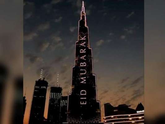 BURJ KHALIFA, LIGHTING, WITH, AND, HAJJ, MESSAGES